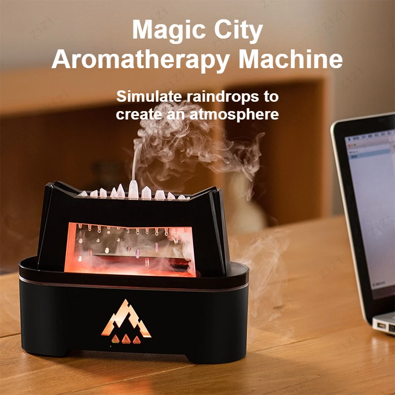 Magic City Modeling Simulated Water Drop Aromatherapy Machine with Night Light Mist Quantity Silent Essential Oil Aroma Diffuser