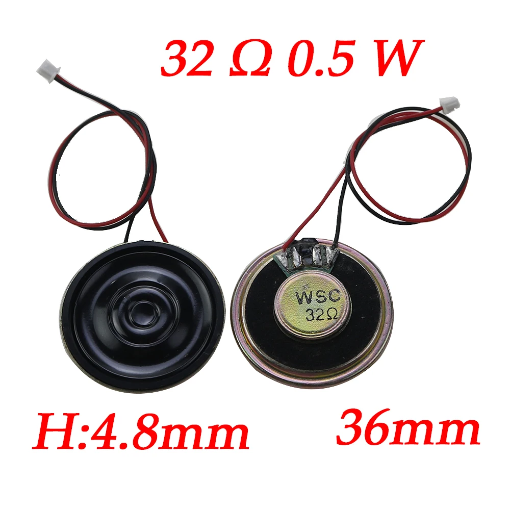 2-teiliger ultra dünner Lautsprecher 8 Ohm 2 Watt 2 W 8R Durchmesser 20mm 23mm, 28mm 36mm 40mm mit mx Kabel 1,25 Anschluss, Kabellänge 15cm