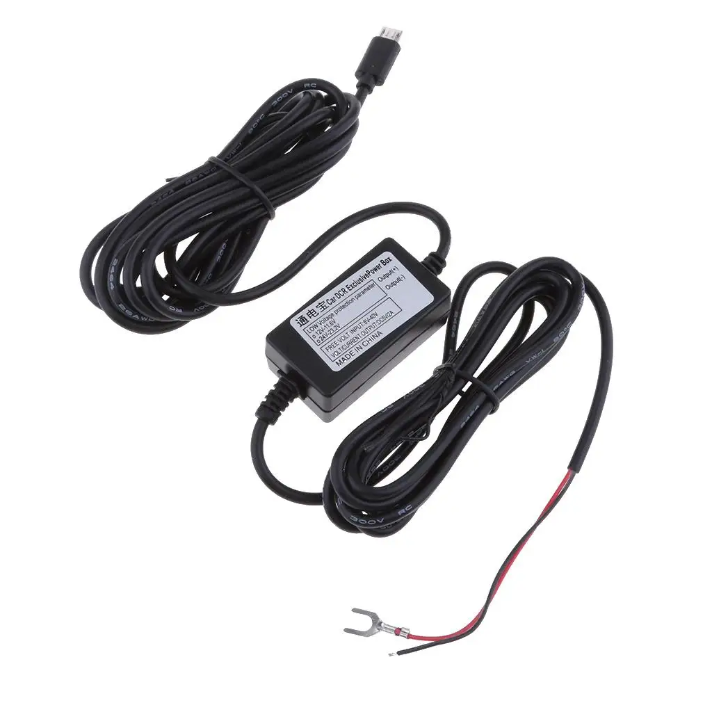 3.5m mikro USB konwerter samochodowy 12-35V do 5V dla wideorejestrator samochodowy rejestratora kamery