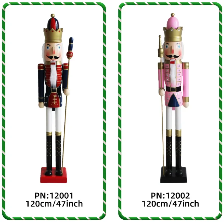 1505ft/120cm4ft/90cm Weihnachtshausdekoration Großer lebensgroßer Nussknacker-Soldat aus Holz für Outdoor-Ornamente – Detail 4