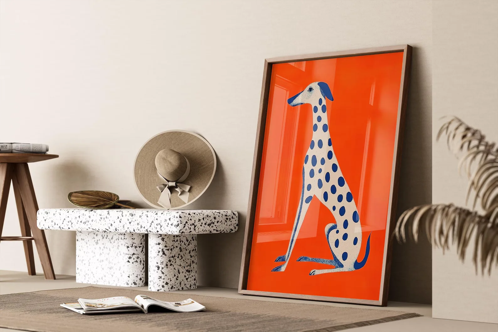 Dalmatian Dog Wall Art Print, Bold Abstract Animal Illustration, Mid Century Modern Pet Decor, Playful Digital Download Artwork