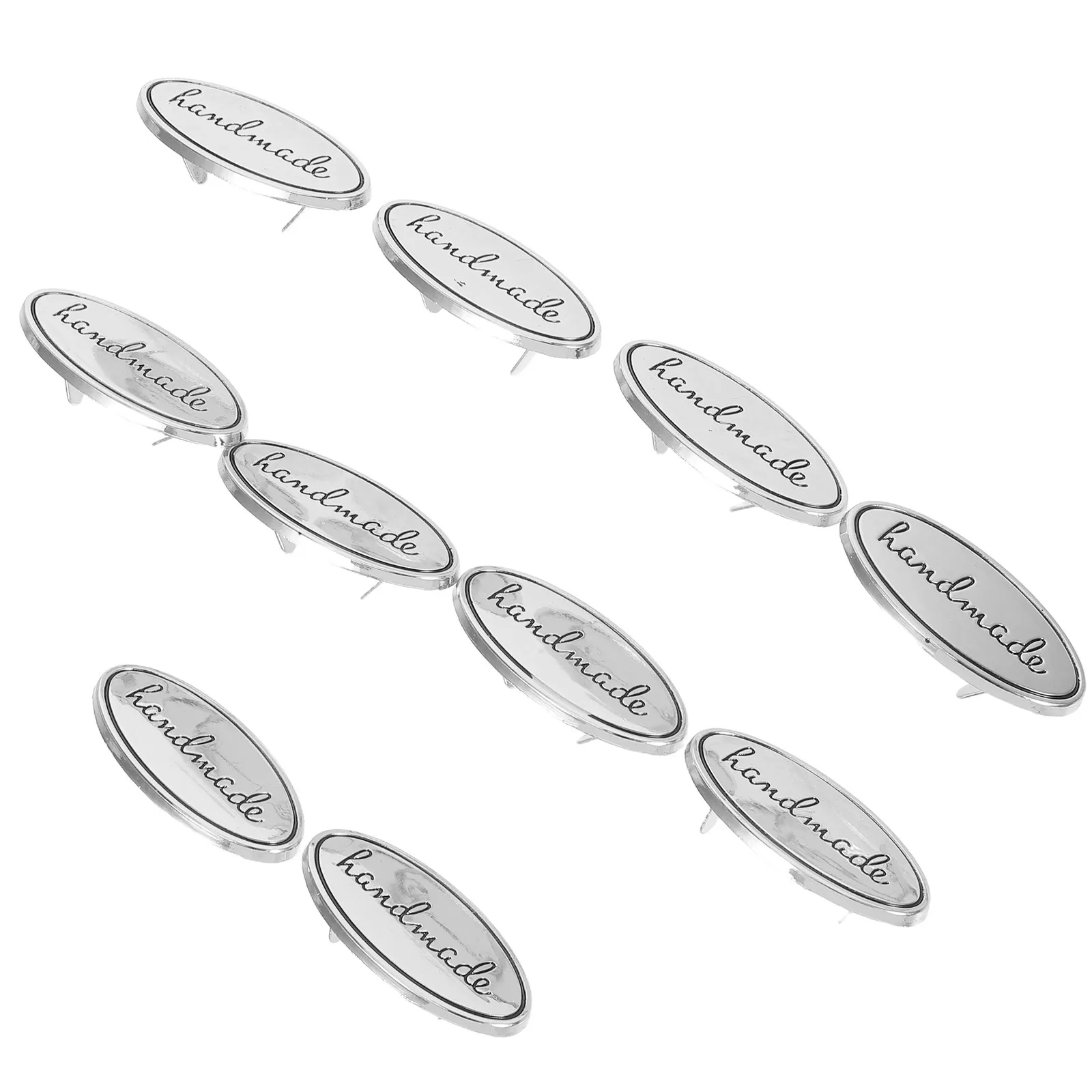 10Pcs Oval Zinc Alloy Clothing Labels Handmade Embossed Metal Tags for DIY Bags Jeans Shoes Hats Sewing Craft Decorative Labels