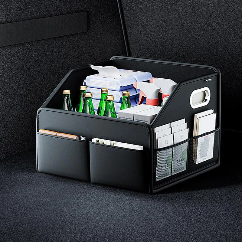 

Car Trunk Organizer Storage Box PU Leather Vehicle Folding Collapsible Cargo Boot Organiser Box For SUV MPV Auto Seat Back Box