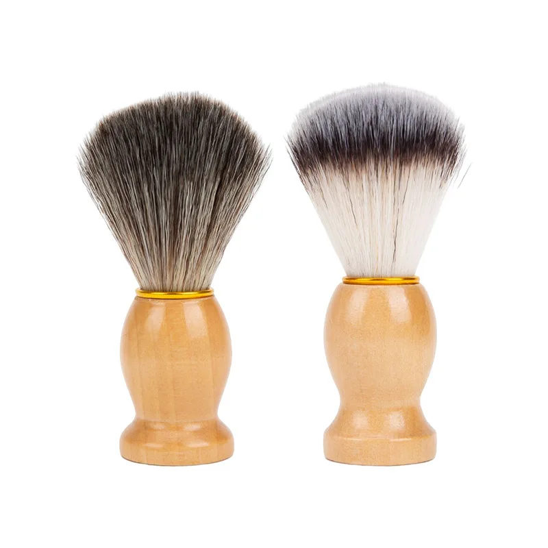 Wooden Soft Bristle Beard Shave Brush, Portable Salon Foam Brush for Men Beard Grooming