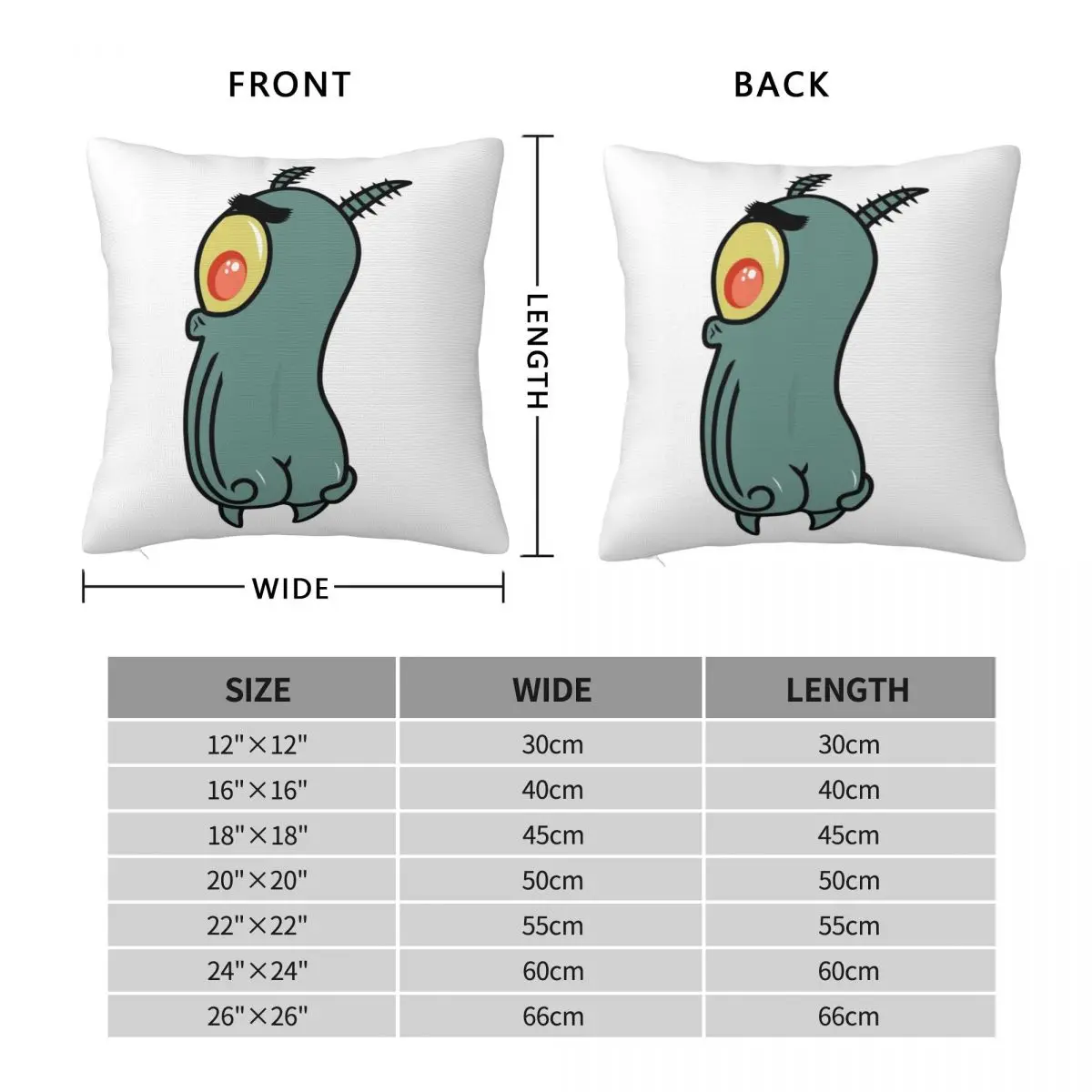 Big Booty Plankton Square Pillowcase Polyester Linen Velvet Pattern Zip Decor Home Cushion Cover