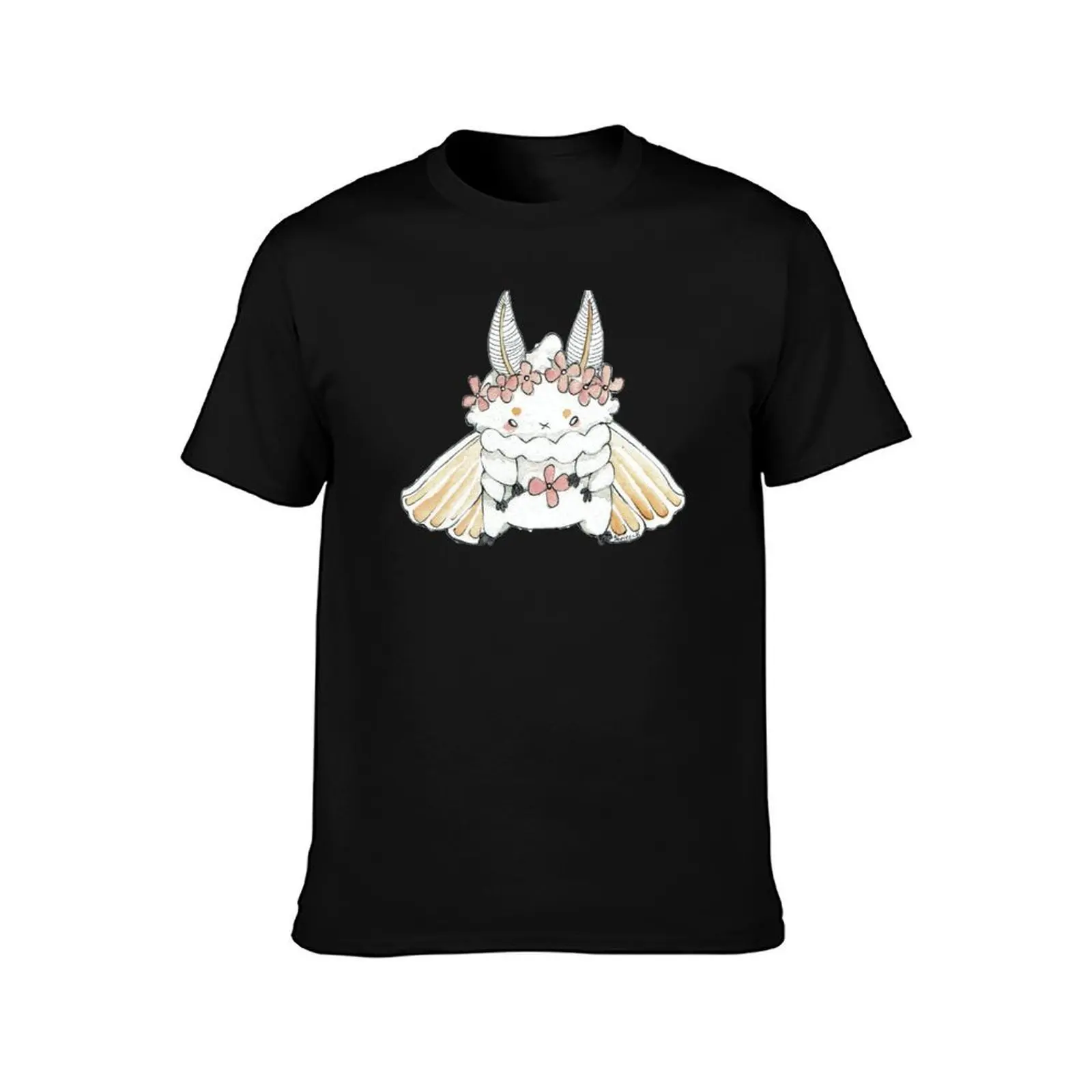 Spring Moth T-Shirt, Summer Casual Cotton Tee, Oversized Streetwear Tops, Vintage Graphic Print, Loose Fit Short Sleeve