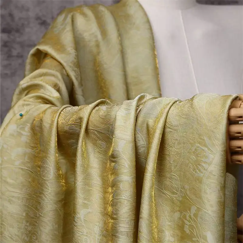 5mX1.5m Chinese Jacquard Silk Satin Fabric Traditional Hanfu Dress Skirt Ethnic Embroidered Textile for Pajamas Costume Material