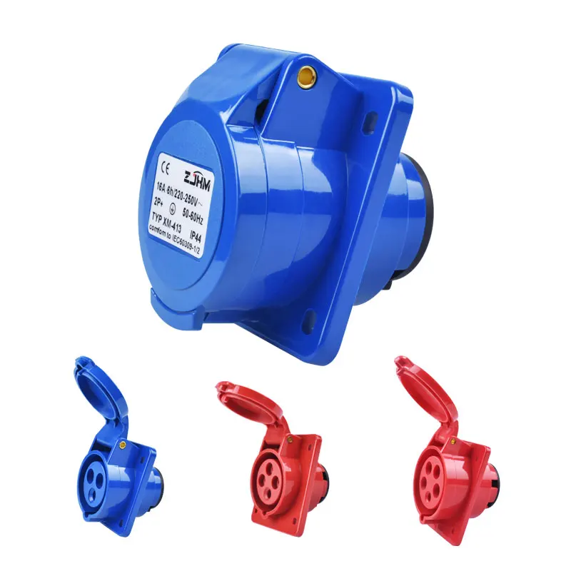 IP44 16A/32A Industrial Plug and Socket Waterproof Connector 3PIN 4PIN 5PIN Waterproof Electrical Connection Wall Mount Socket