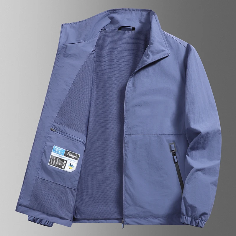 신상 순색 2025 남성 재킷 캐주얼 빠른 건조 방풍 비즈니스 통기성 스탠드 칼라 봄 가을 야외 코트