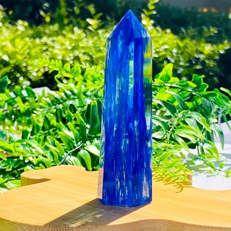 1PC Blue Smelt QuartZ Tower For Home Office Garden Decoration Tank Decor Yoga Meditation Gift Halloween Crystal