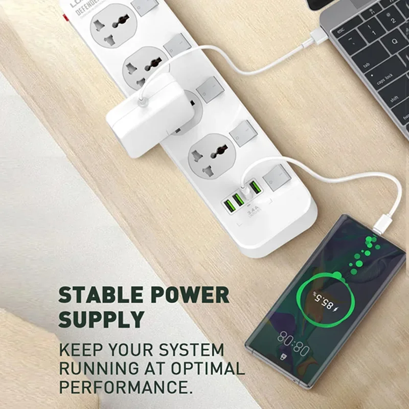 Imagem -02 - Ldnio-plug ue Original Power Strip Protetor contra Surtos Usb Tomadas Extensão 2m Cabos de Cabo e Sub Interruptor de Controle