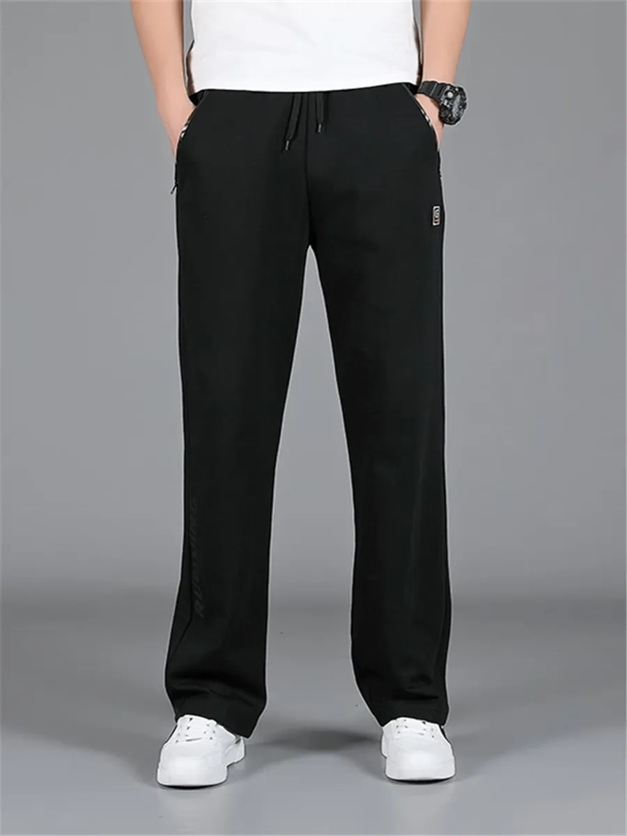 

Мужские трикотажные брюки прямого кроя из хлопка и полиэстера, больших размеров, удобные повседневные брюки для осени и зимы