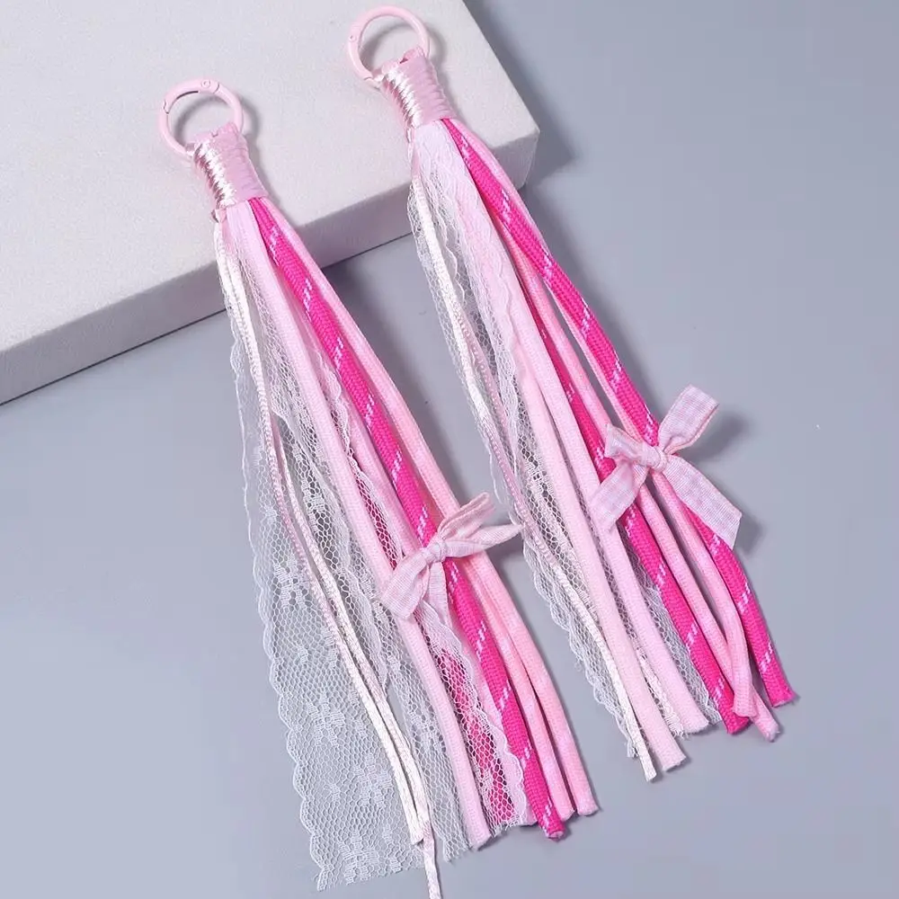2Pcs Colorful Design Lace Lanyard Keychain Lace Braided Multi-Purpose Bow Pendant Keyring Bowknot Lightweight