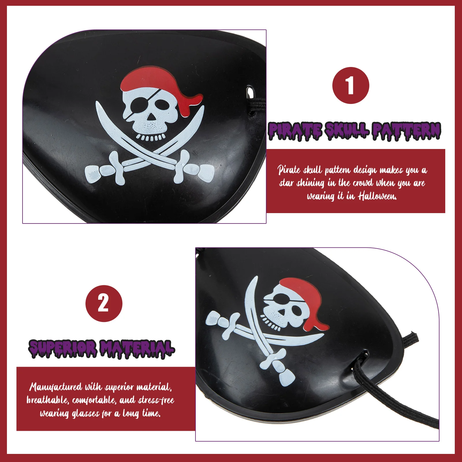 One-eyed Pirate Patch Blindfold Boys Halloween Costume Masquerade Cosplay Mask Plastic Child Toys