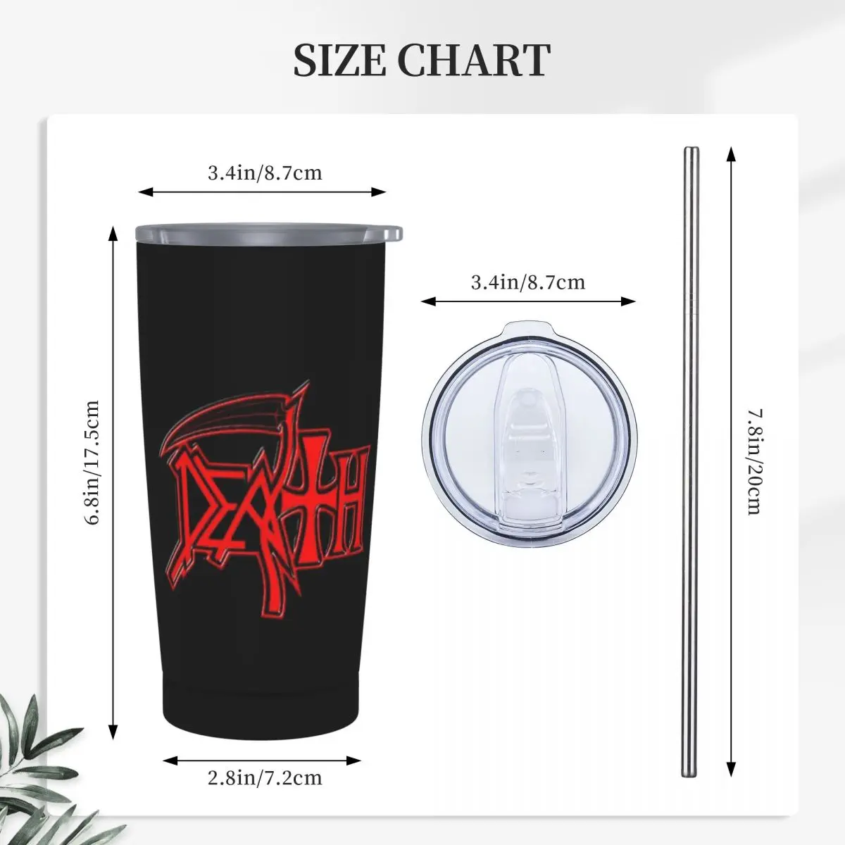 Death Metal Band Stainless Steel Tumbler Vacuum Insulated Mug Thermal Cold Bottle Straws With Lid 20oz