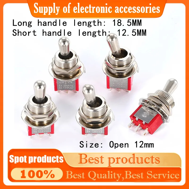 1PCS Toggle switch Opening 12MM handle length 12.5/18.5mm 3/6 pin 2 gear 3 gear rocker arm switch M12 big head