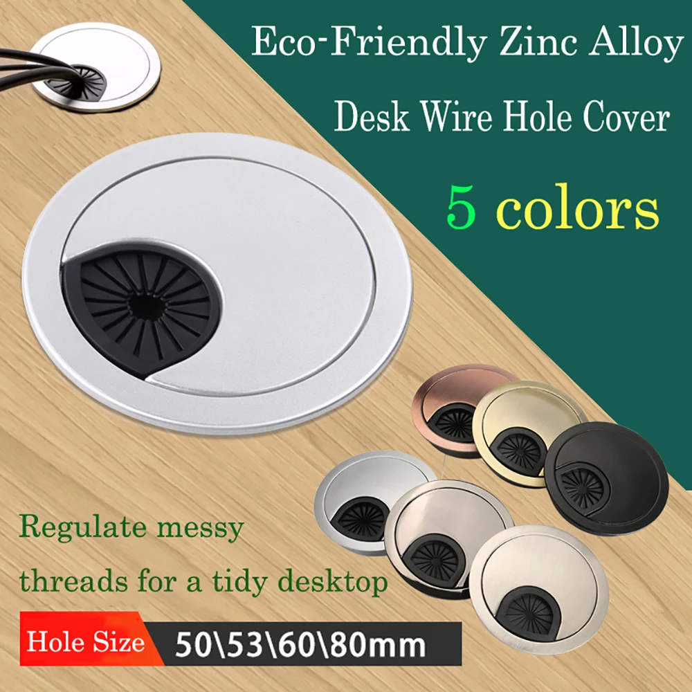 50/53/60/80mm Desk Cable Grommet Computer Wire Hole Cover Decorative Furniture Cable Management Through-Hole Organizer