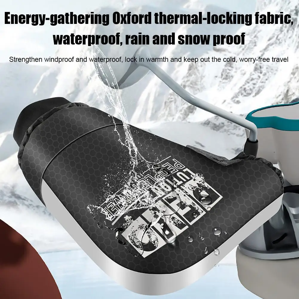 Motorcycle Handlebars Gloves Windproof Waterproof Thickened Fleece Lining Warm Handle Muffs For Winter Electric Bike Scooter