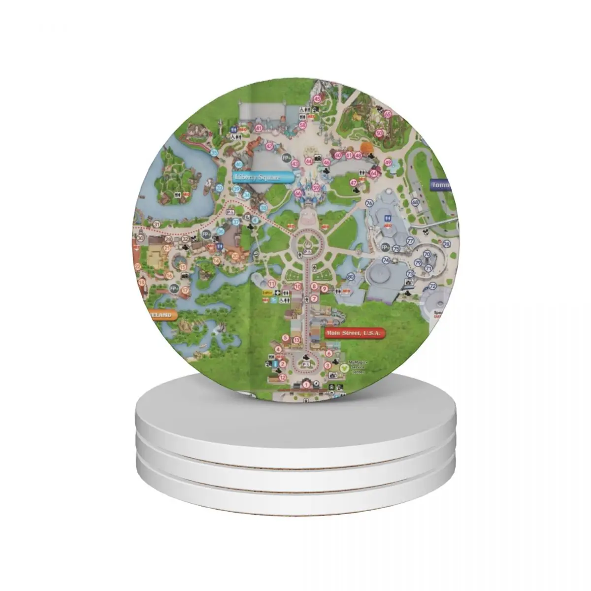 

Magic Kingdom Map Ceramic Coasters (Set of 4) Creative funny Coasters