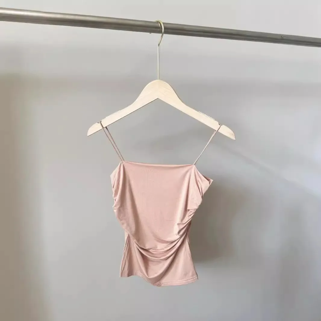 قميص داخلي نسائي قصير بتصميم أنيق من المودال، طبقة أساسية ضيقة، ملابس داخلية بلون موحد مناسبة للأعمال