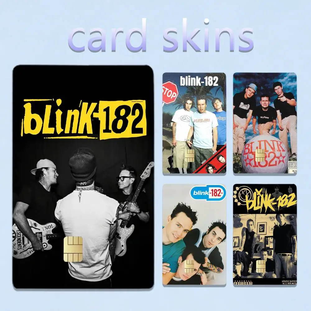 B-Blink-182 Band Playful 4pcs 1Set Card Stickers Small Waterproof Chip 4PCS Card Sticker Anti-Scratch