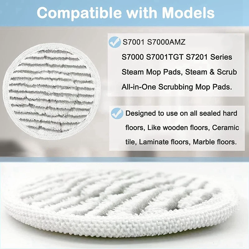 10 Pcs S7001 Pads Replacement Steam Mop Pads For Shark S7001, Shark S7000AMZ, S7000 S7001TGT S7201 Series Steam Mop Pads