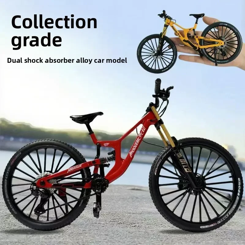 1:8 Scale Alloy Mountain Bike Model Realistic Gear Toy with Front & Rear Shock Absorbers for Bicycle Enthusiasts