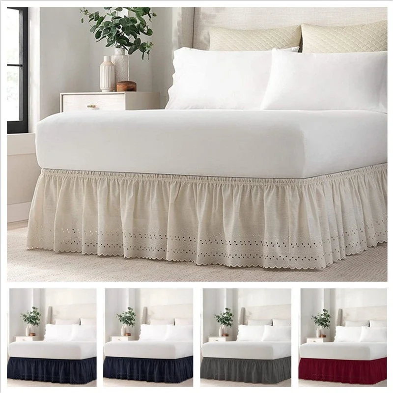 Bedless Surface Hollow Lace Bed Skirts Only Wraps Around The Side of The Mattress Dust Ruffle  Rental Room Decoration Bed Apron