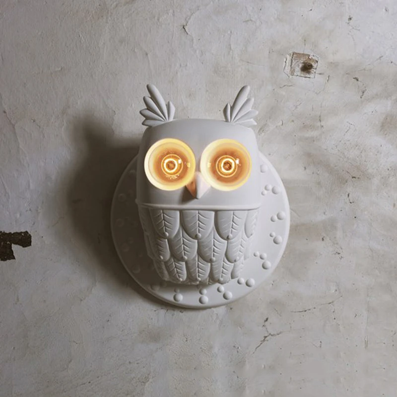 BERTH Contemporary Owl White Wall Lamp LED Creative Sconce Lighting Decorative For Living Bedroom Office