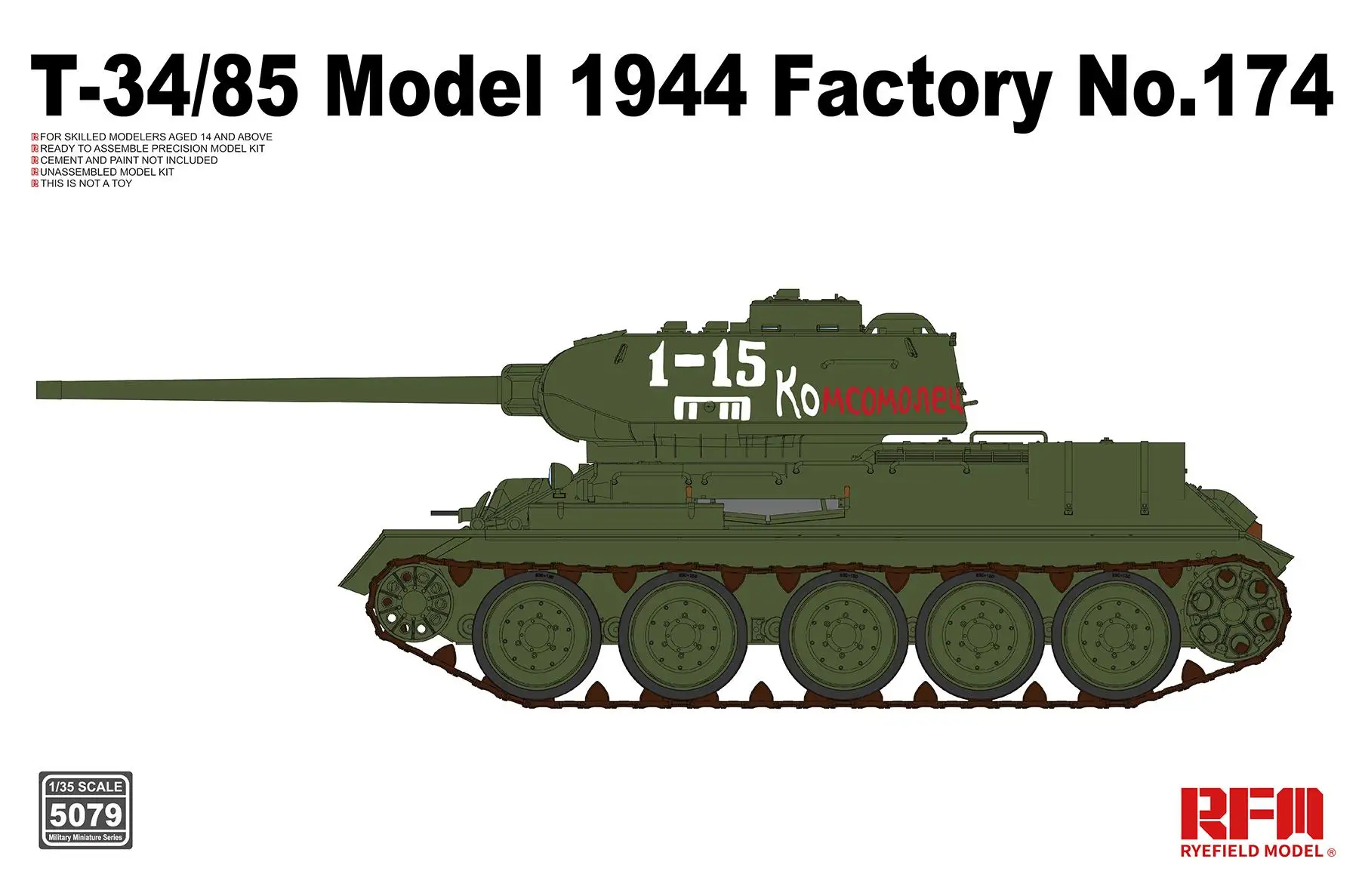 

RYEFIELD RFM RM5079 1/35 T-34/85 Model 1944 Factory No.174 Tank Model Kit