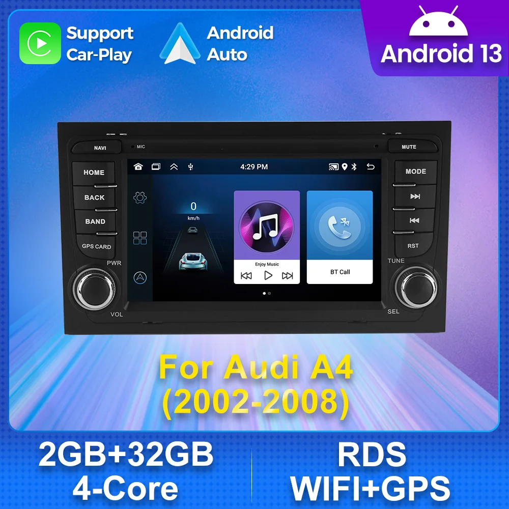 Car Radio For Audi A4 II 2 B6 III 3 B7 2000 - 2009 S4 2002 - 2008 RS4 2005 - 2009 Autoradio Multimedia Player bt Carplay no dvd 