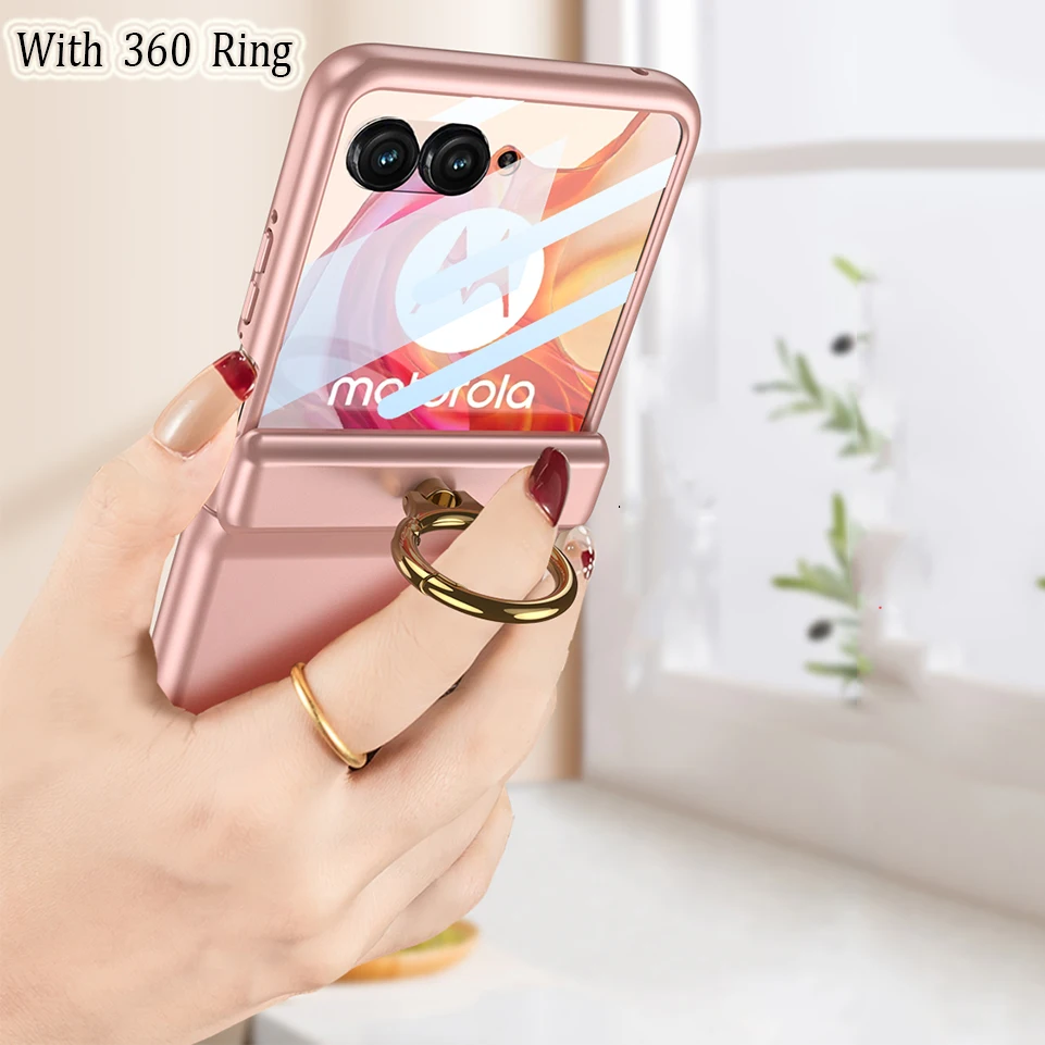 For Motorola Razr 50 Ultra Case With 360 Ring Kickstand Magnetic Hinge Folding Small Screen Protection Shockproof Phone Cover