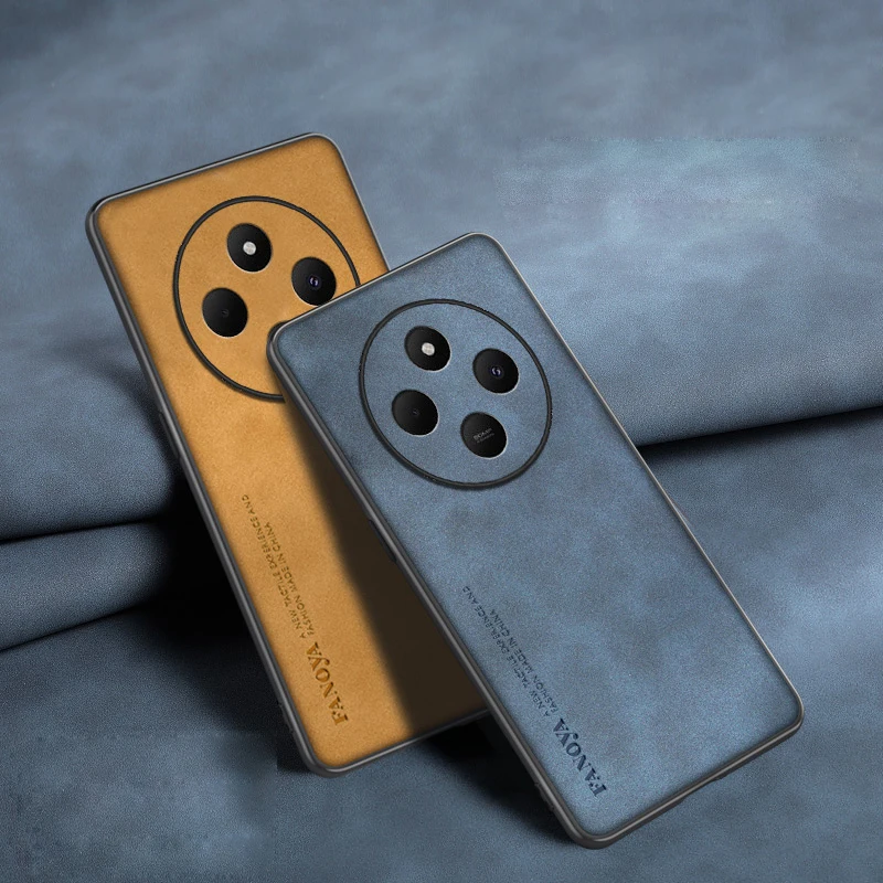 For Xiaomi Poco M7 5G Case Lambskin Texture Leather Back Cover For Xiaomi Poco M7 M7 Pro Soft Frame Shockproof Coque