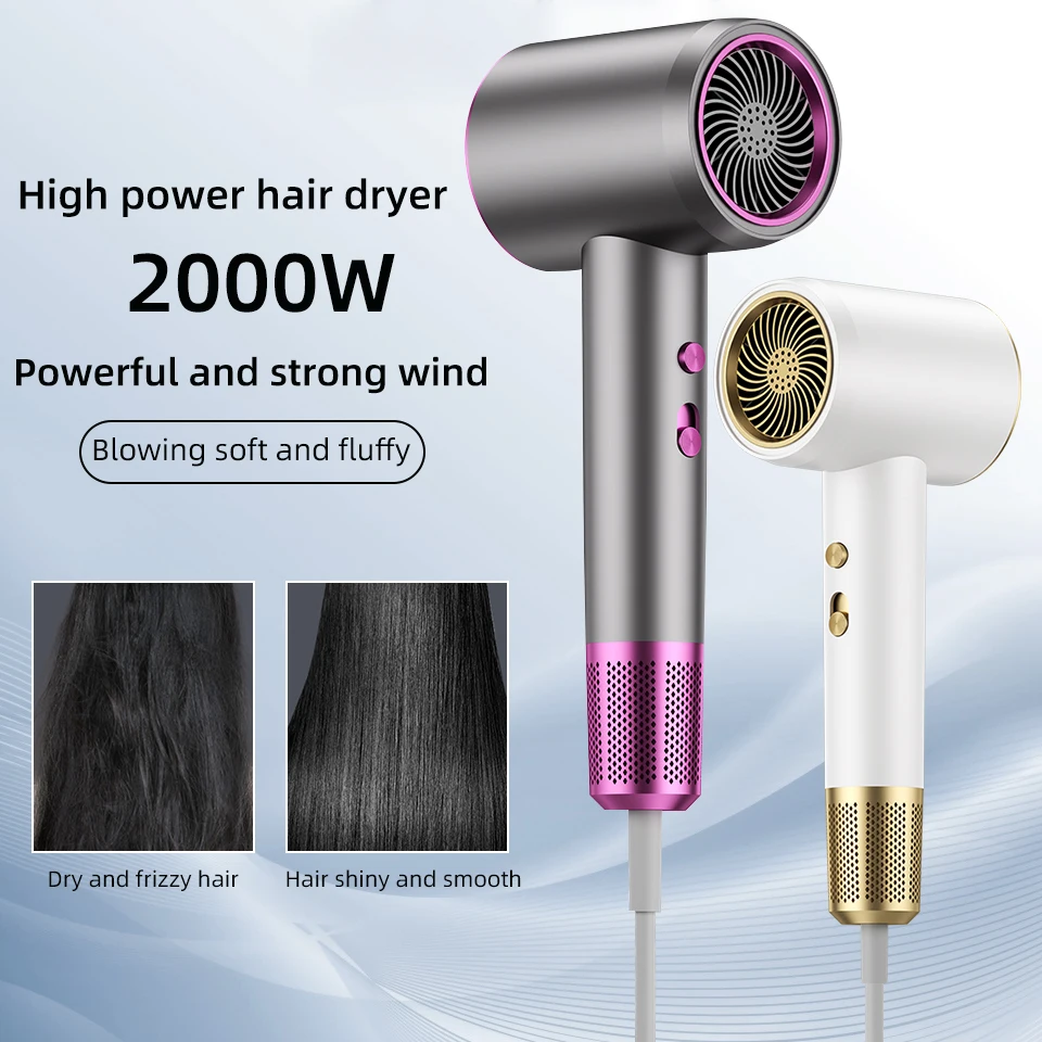 2000W High-Power Quick Drying Hair Dryer Negative Lonic Blow Dryer Hot Cold Wind Air Brush Hairdryer Strong Dryer Salon Tool