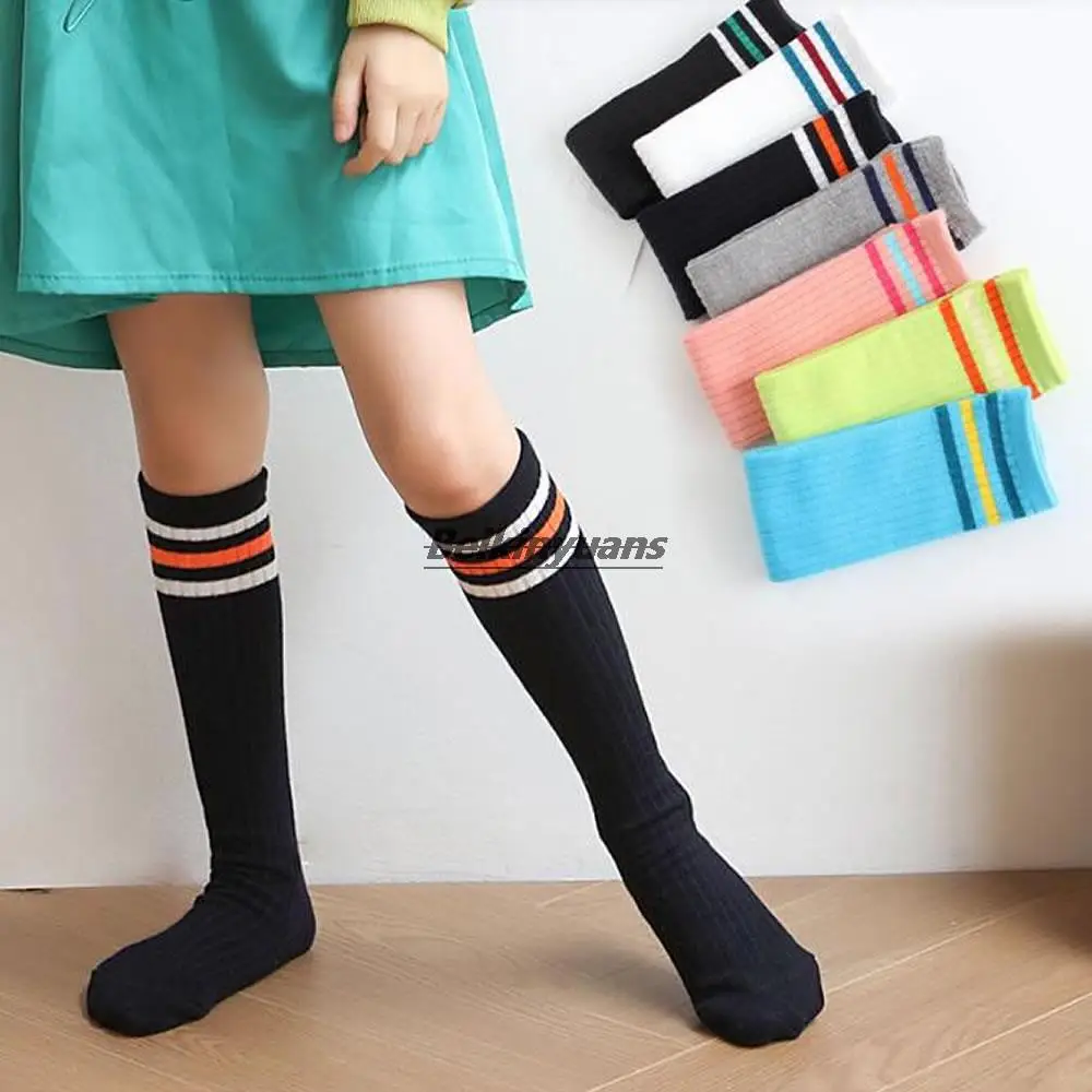 Autumn new Korean version of student stockings color-coded striped children's knee socks college wind stockings sock