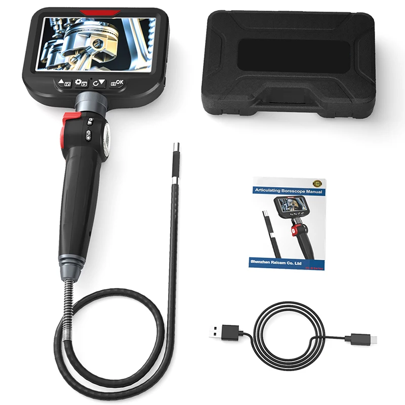 Boroscopio articulado con cámara de inspección por boroscopio bidireccional LED HD1080P endoscopio alcance automotriz para IOS Android con bolsa