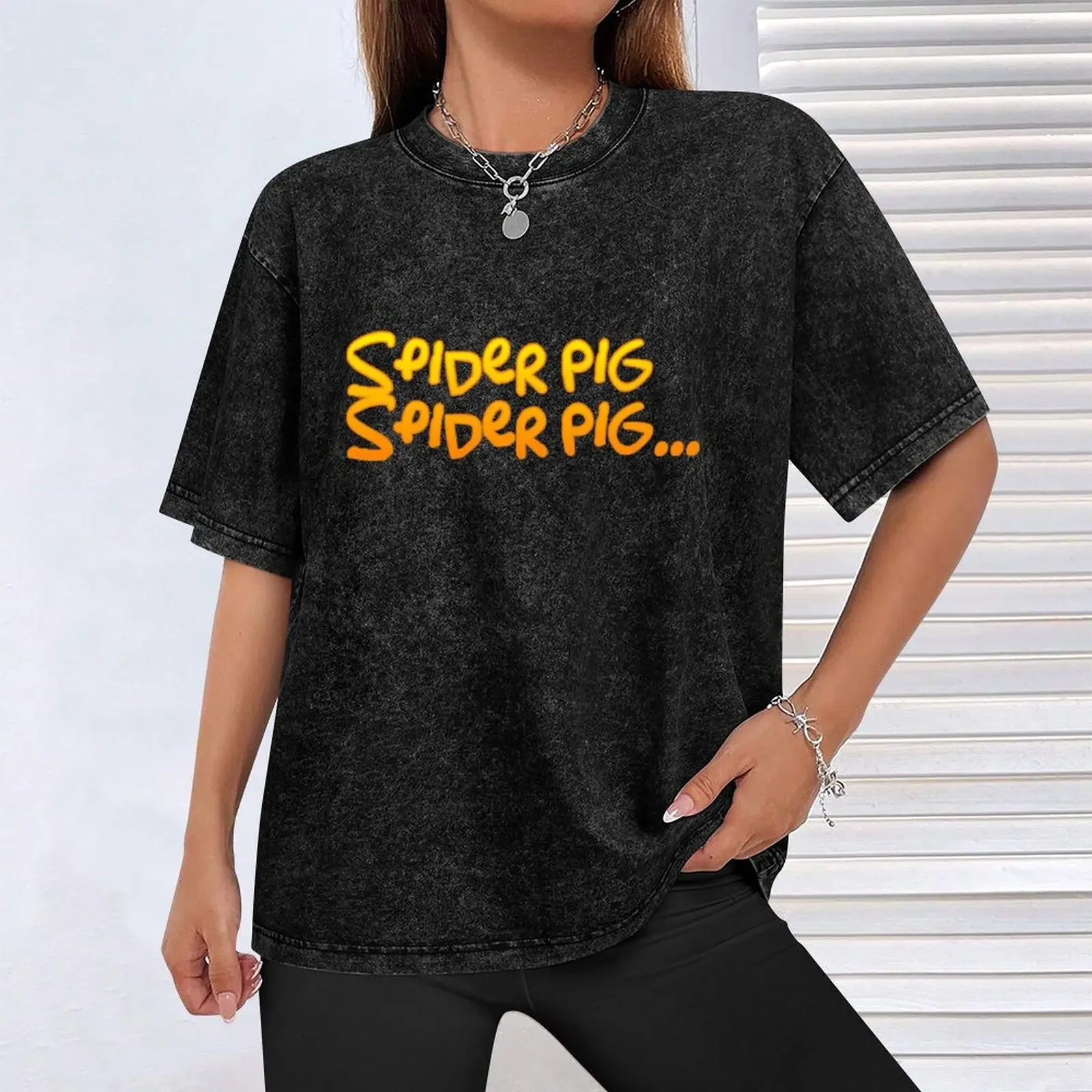 Spider Pig Sticker T-Shirt Sneldrogende Anime Spullen Heren Vintage T-Shirts