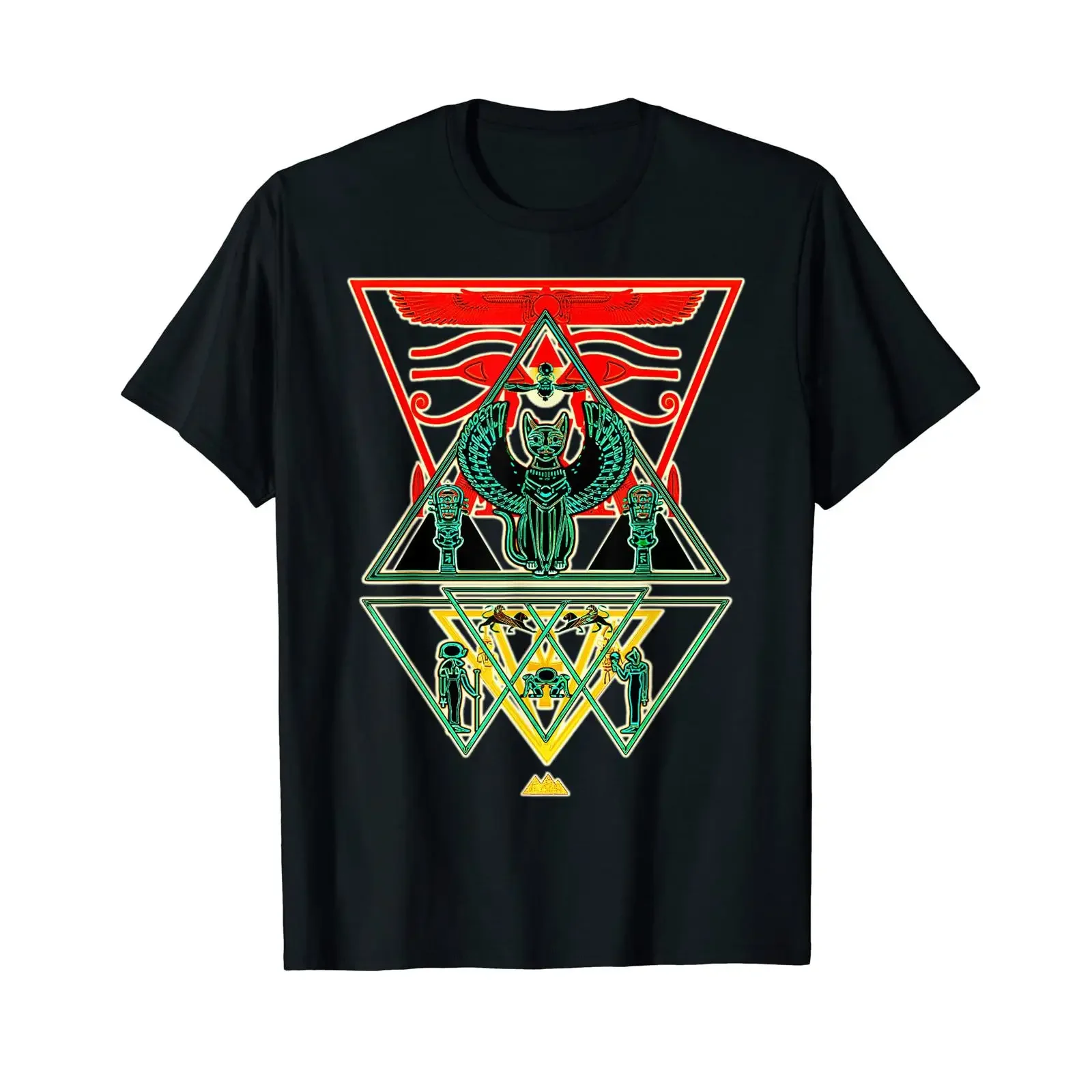 Bastet Sacred Geometry Afrocentric Dashiki Egyptian African T Shirt vintage Washed Soft Stylish Casual Comfortable Unisex