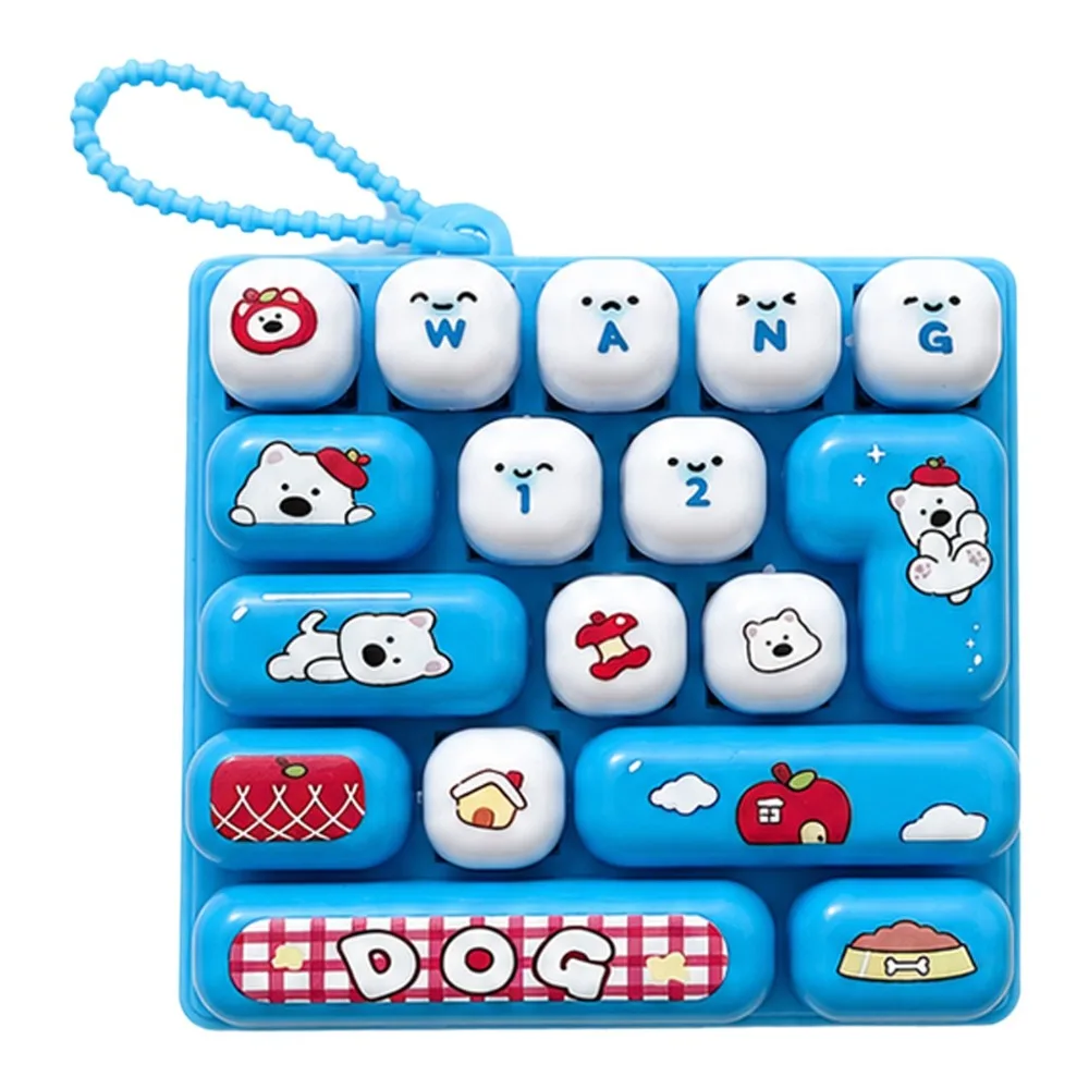 Cartoon 17 Keys Keyboard Keychain Animals Pressable Keys Fingertip Button Keyring Portable Creative Stress Relief Fidget