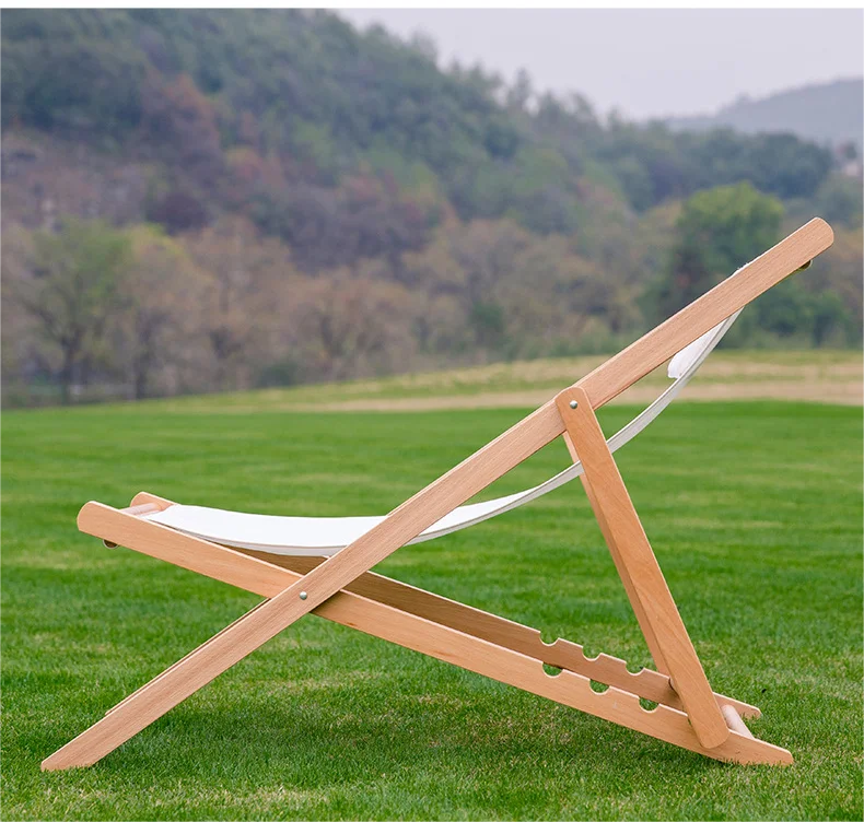Personalização ao ar livre cadeiras de praia de madeira maciça portátil cadeira de acampamento piscina espreguiçadeira jardim pátio dobrável chaise