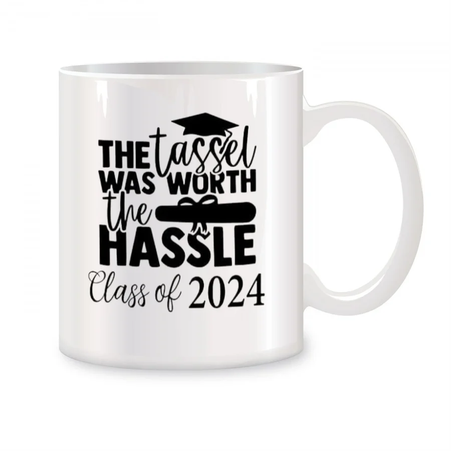 The Tassel Was Worth The Hassle Mugs For Sister Daughter Graduation Birthday Novelty Coffee Ceramic Tea Cups White 11 oz