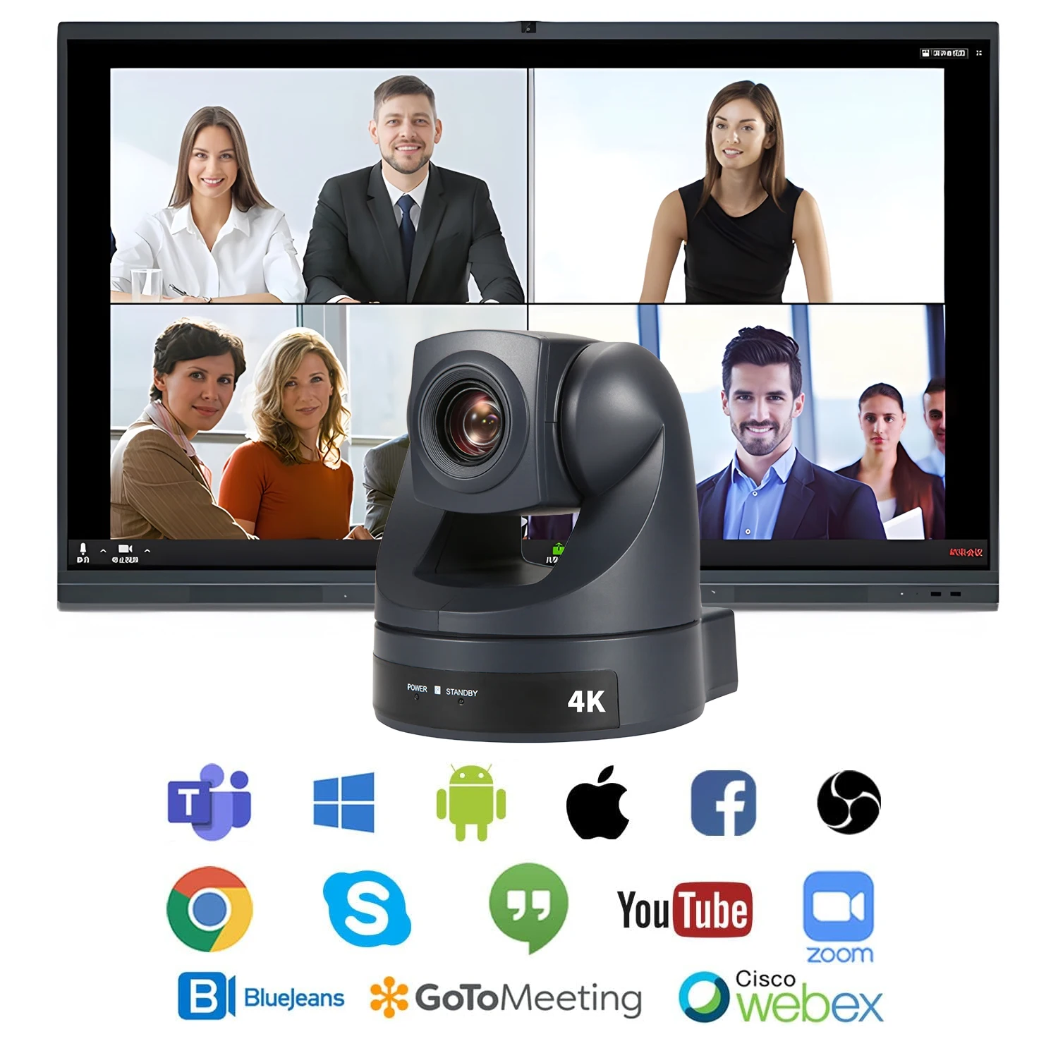 PTZ Camera HDMI 1080P USB 4K30fps 10x/20X Optical Zoom Video Conference Webcam for Meeting Live Streaming and Church Skype,Teams