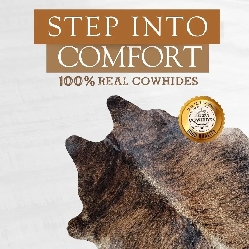 100% Genuine Dark Brindle Cowhide Rug - Modern Style Animal Skin Rug & Floor Carpet for Living Room