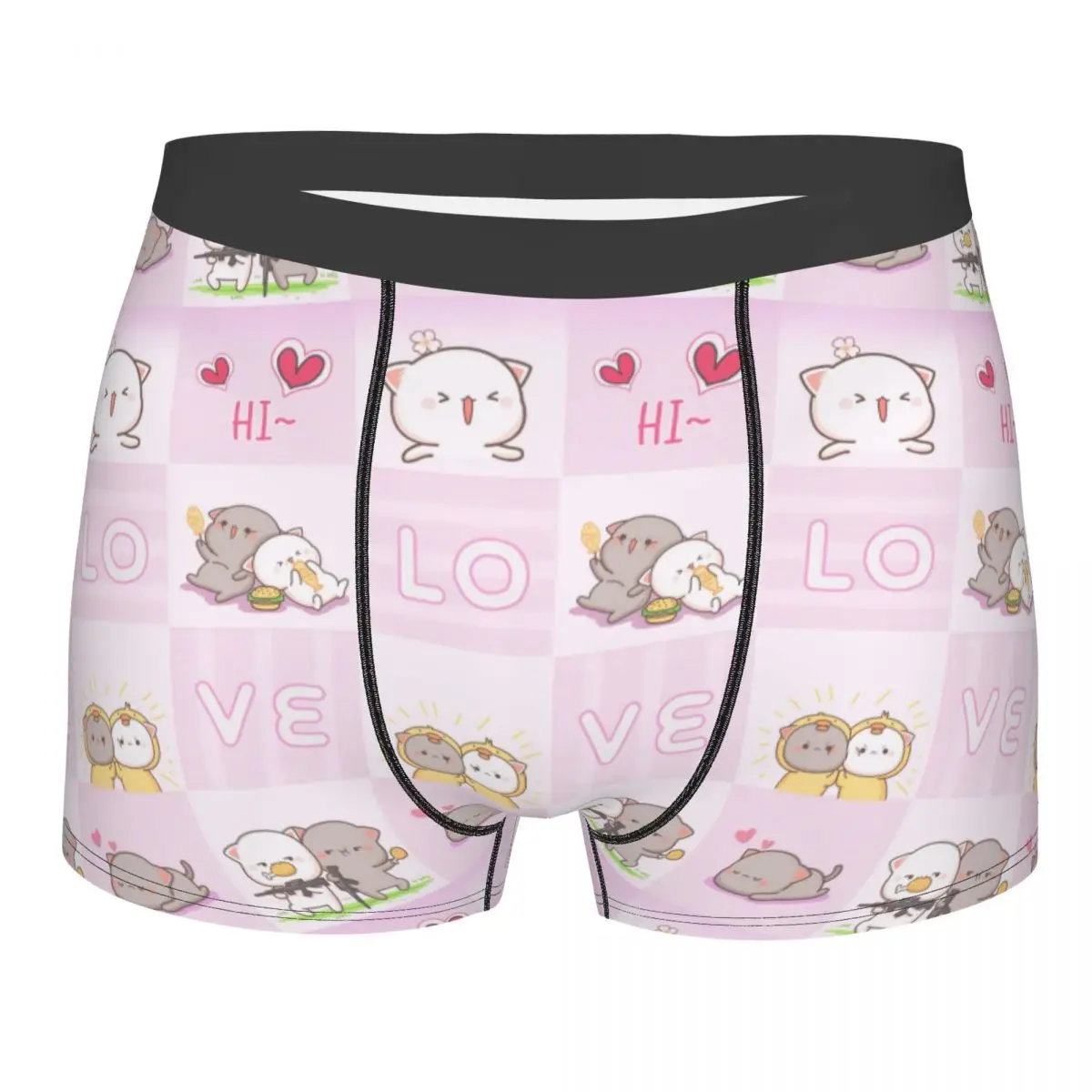 Custom Fashion Peach And Goma Mochi Cat Fall In Love Boxers Shorts Panties Men's Underpants Stretch Briefs Underwear