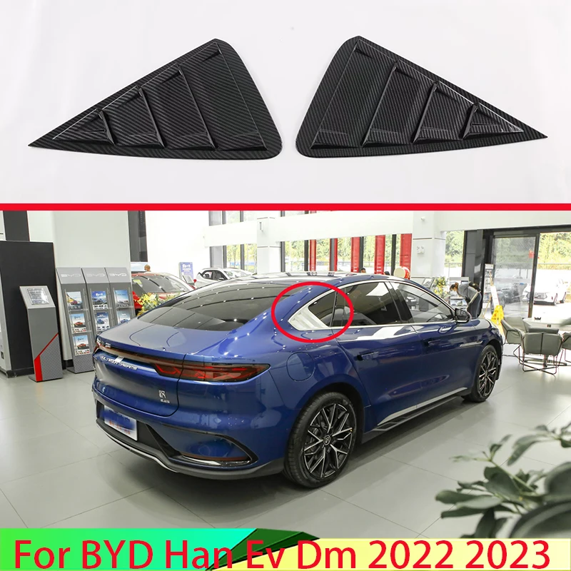 

For BYD Han Ev Dm 2022 2023 Carbon fiber style Side Door Rear View Window Spoiler Cover Trim Insert Garnish Bezel