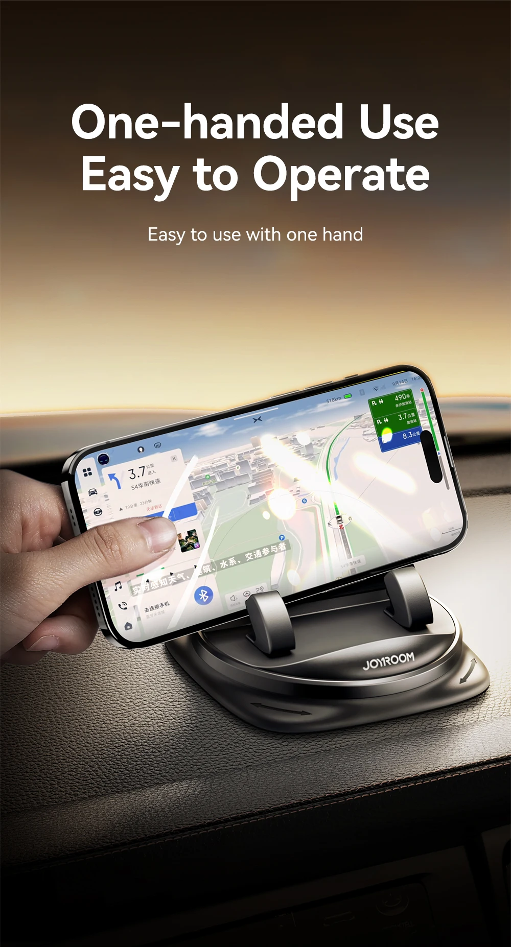 Joyroom Armaturenbrett Autotelefonhalter Universal 360° ° Rotations-Silikon-Telefonhalterung, Einhandbedienung, Telefonhalter für den Einsatz im Auto – Detail 5