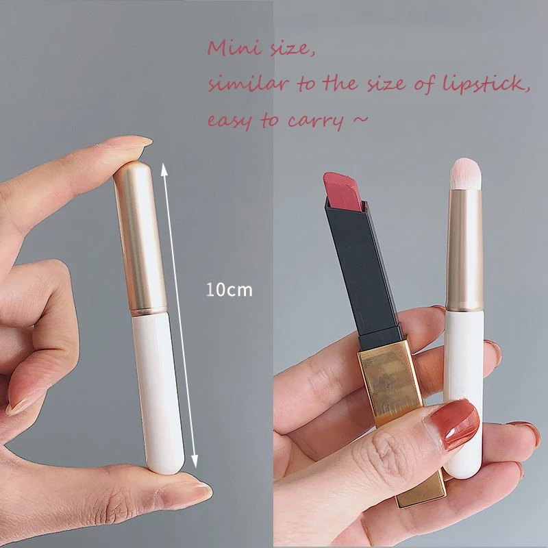 Mini Lip Brush with Lid Cover Portable Makeup Brush High Quality Round Head Lipstick Brush White Recommended Lip Makeup Tools