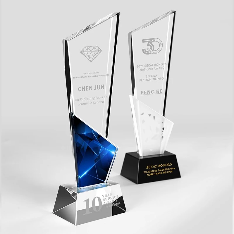 1pc Personalized Customized Crystal Glass Recognition Trophy Medals for Corporate Events And Special Celebrations