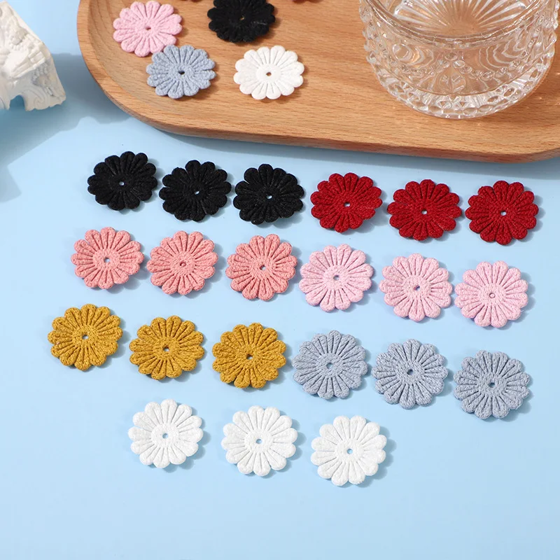 70Pcs 3CM Double Side Crochet SunFlower Appliques For DIY Hair Clip Accessories  Garment Headwear Bag Decor Patches