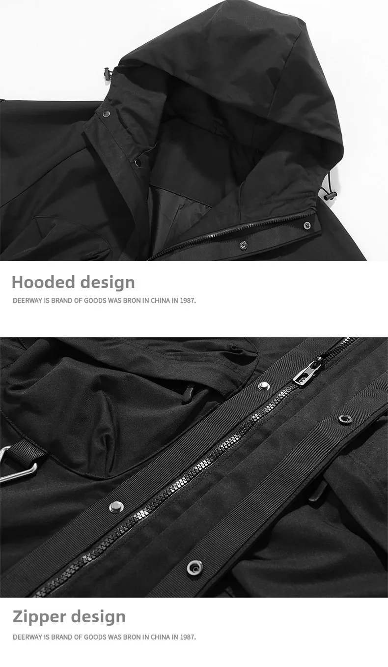Men's Waterproof Jacket Spring Autumn Fashion Trendy Brands Work Style Outdoor Adventure Windproof Hooded Coat Men's stormcoat